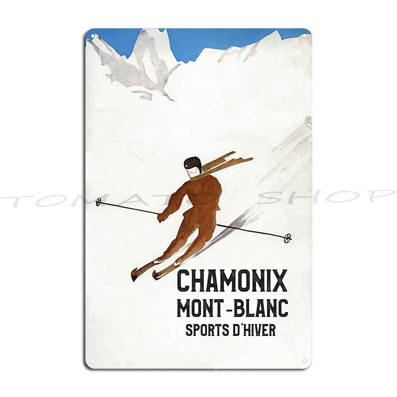 Home Cinema Blanc - Placa de Metal Decorativa Vintage Chamonix