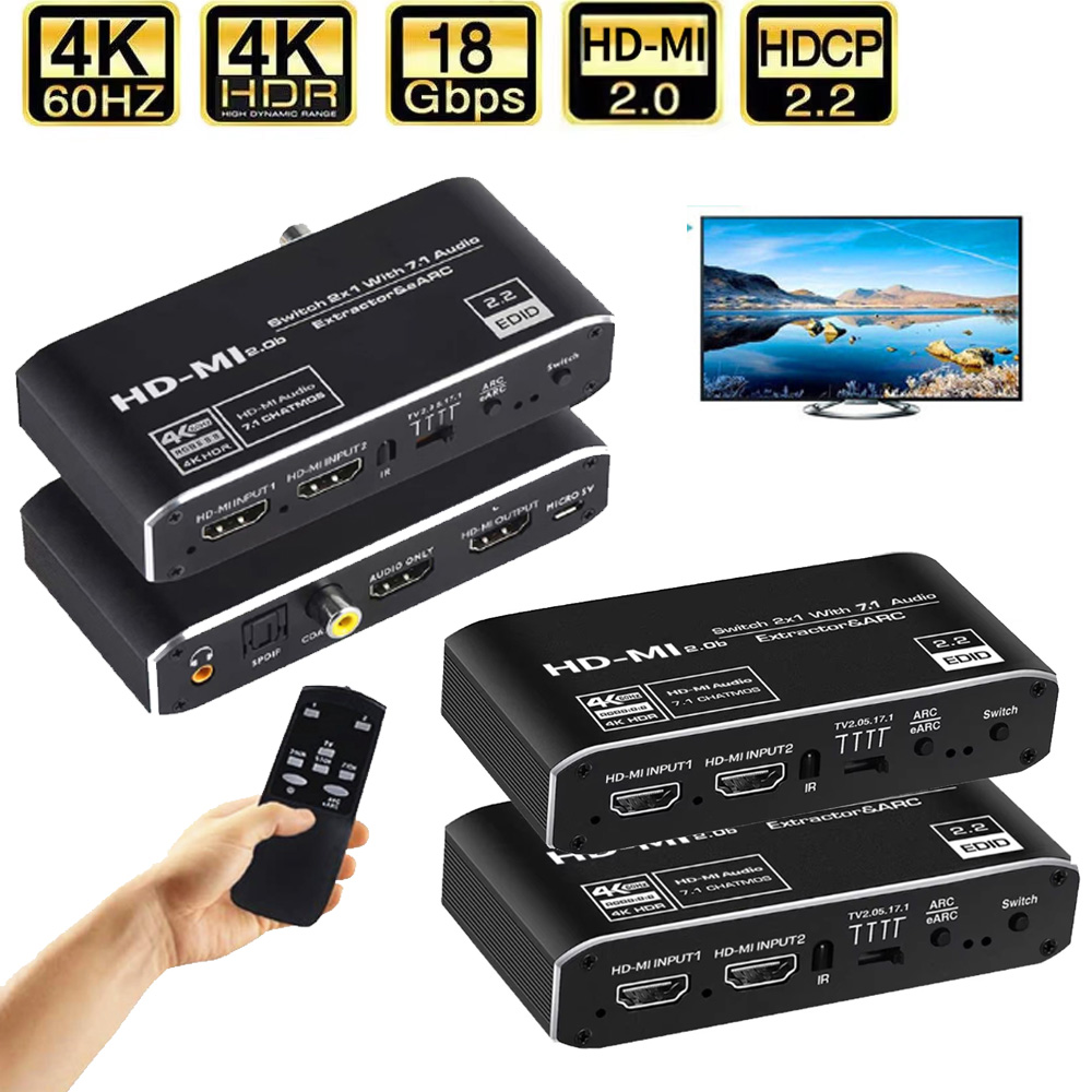 Hdmi Arc Cable - 2x1 hdmi-compatível interruptor earc extrator de