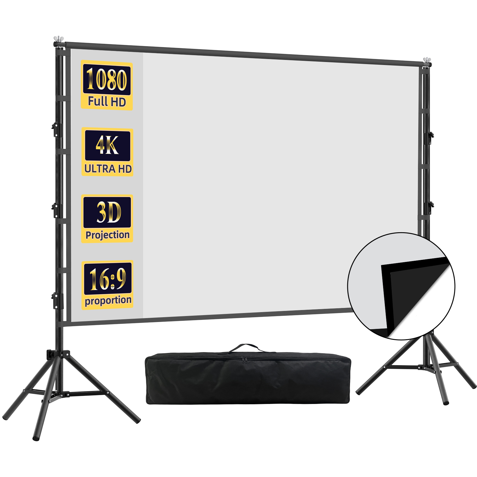 Home Cinema Rack - Tela de projeção VEIDADZ com suporte,